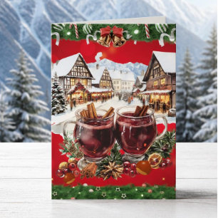 Tarjeta Festiva Mercado navideño alemán vintage
