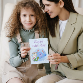 Tarjeta Festiva Mercat Light Blue cat Siramenta Cumpleaños Card