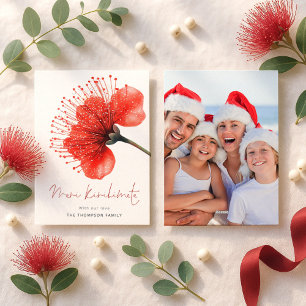 Tarjeta Festiva Meri Kirihimete Pōhutuka Foto Navidades de NZ