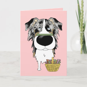 Tarjeta Festiva ¿Merle azul Aussie - caza del hueso de Pascua,