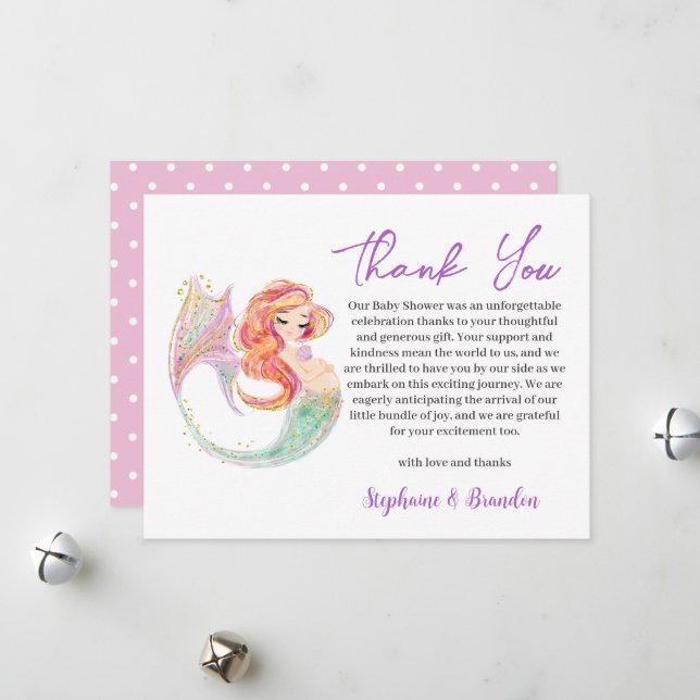 Tarjeta Festiva MERMAID CUTE MADRE PARA ESTAR BAJO EL Mar Gracias (Anverso/Reverso In Situ)