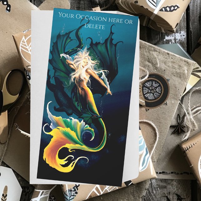 Tarjeta Festiva Mermaid Dragon Fantasy Blue (Subido por el creador)