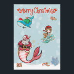 Tarjeta Festiva Mermaid Merry Christmas Santa Sealife<br><div class="desc">Este diseño puede ser personalizado en el área proporcionada cambiando la foto y/o el texto. O puede personalizarse haciendo clic en Personalizar esta plantilla y, a continuación, eligiendo la opción de hacer clic en el personalizar y eliminando o cambiando el color del fondo, agregando texto, cambiando el color o estilo...</div>