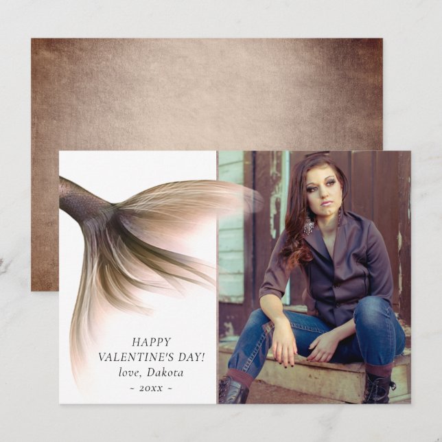 Tarjeta Festiva Mermaid Posh Tail | Dusty foto de Terracotta Peach (Anverso / Reverso)