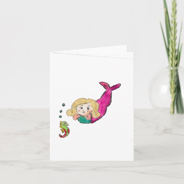Tarjeta Festiva Mermaid Seahorse (Anverso)