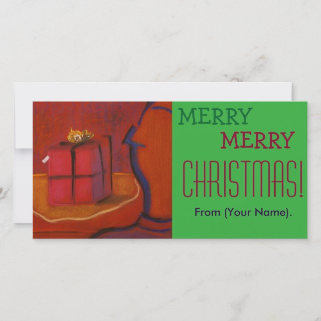 Tarjeta Festiva Merr Merry Christmas Personalizable Notecard (Anverso)