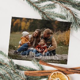 Tarjeta Festiva Merriest Christmas Elegant Typography Photo