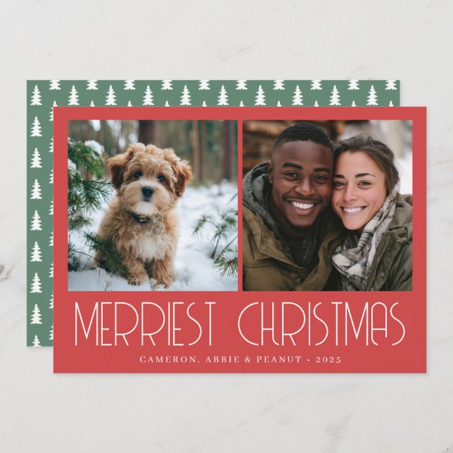 Tarjeta Festiva Merriest Christmas Photo Card (Anverso / Reverso)