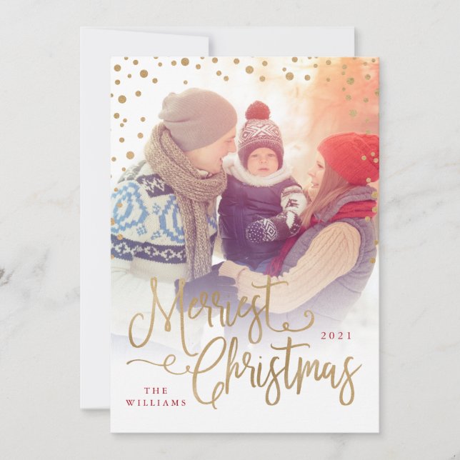 Tarjeta Festiva Merriest Christmas Photo Card (Anverso)