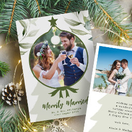 Tarjeta Festiva Merrily Casados Navidades recién casados de fotogr