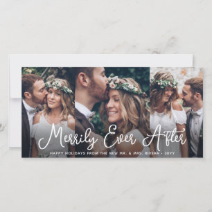 Tarjeta Festiva Merrily Ever After 4 Fotos Recién Casados 1er Navi