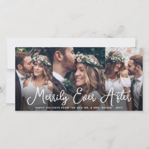 Tarjeta Festiva Merrily Ever After 4 Fotos Recién Casados 1er Navi