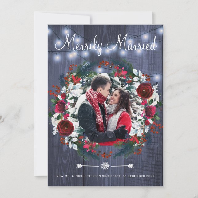 Tarjeta Festiva Merrily, Navidades casados, foto de Couple Floral (Anverso)