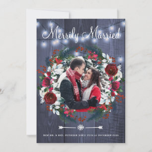 Tarjeta Festiva Merrily, Navidades casados, foto de Couple Floral