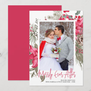 Tarjeta Festiva Merrily por la foto de Navidades de la Poinsettia 