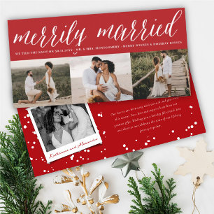 Tarjeta Festiva Merrily se Casó Con Mr. Y Mrs. First Christmas 3 P
