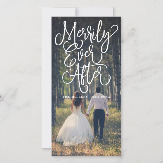 Tarjeta Festiva Merrily siempre después de festividad Boda foto co (Anverso)