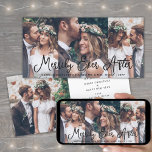 Tarjeta Festiva Merrily siempre después de los recién casados 1er<br><div class="desc">Enviar alegres deseos de vacaciones como nuevo Sr. ¡Y la Sra.! Celebra a tus primeros Navidades casados y comparte cuatro de tus fotos favoritas de bodas con un elegante collage de fotos de personalizados "Merrily Ever After" (Merrily Ever After). Todo el texto de esta plantilla es sencillo de personalizar para...</div>