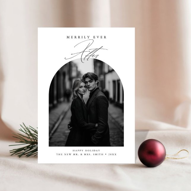 Tarjeta Festiva Merrily siempre después del elegante blanco negro  (Subido por el creador)