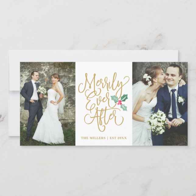 Tarjeta Festiva Merrily siempre después del feriado Boda 2- Foto d (Anverso)