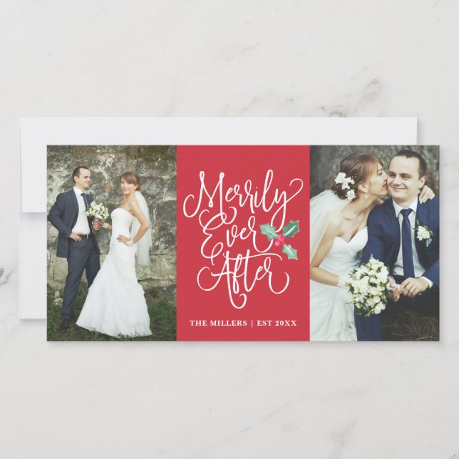 Tarjeta Festiva Merrily siempre después del feriado Boda 2- Foto r (Anverso)