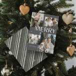 Tarjeta Festiva Merry 4 Collages de fotos Navidades grises moderno<br><div class="desc">Este año, que sus amigos y familiares sepan que le importa la tarjeta de Navidades Gris Moderno Merry 4 Collages de fotos. No sólo es elegante y está al día, sino que dispone de espacio suficiente para incluir cuatro de tus recuerdos favoritos del año pasado. El diseño es limpio y...</div>