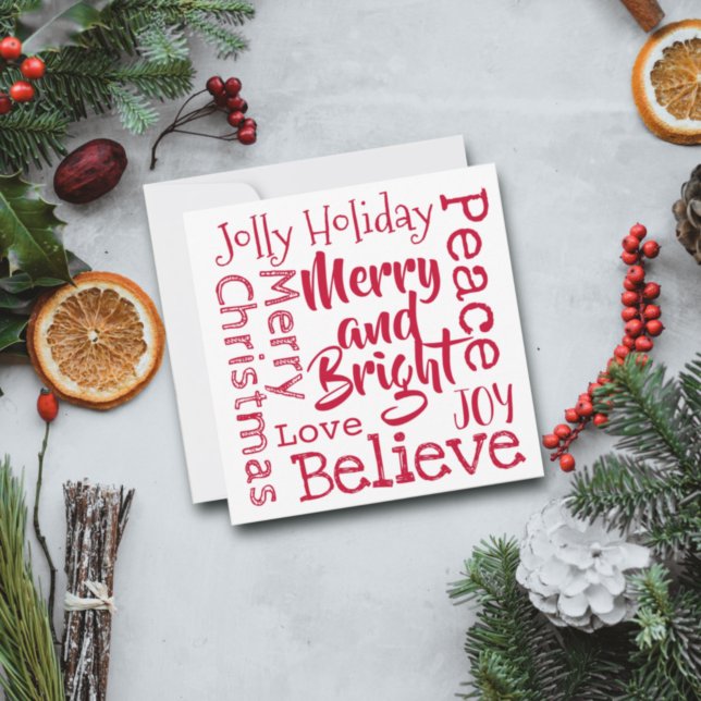Tarjeta Festiva Merry and Bright and Other Merry Christmas Sayings (Subido por el creador)