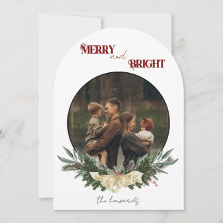 Tarjeta Festiva Merry and Bright Flat Holiday Card