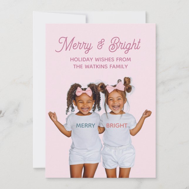 Tarjeta Festiva Merry And Bright Photo  (Anverso)