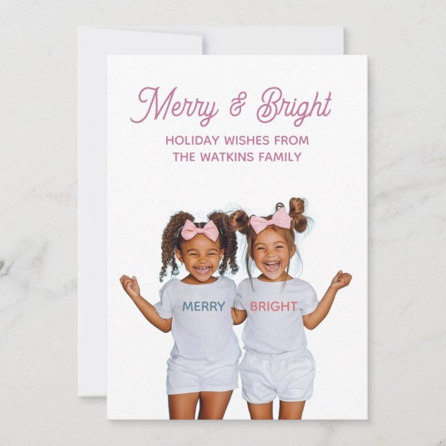 Tarjeta Festiva Merry And Bright Photo  (Anverso)