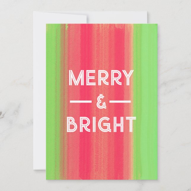 Tarjeta Festiva Merry and Bright Pintado a Mano (Anverso)