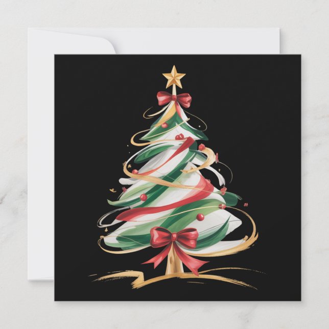 Tarjeta Festiva Merry and Bright Trees Christmas Holiday Winter  (Anverso)