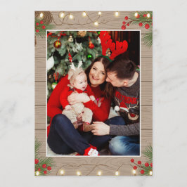 Tarjeta Festiva Merry and Bright Wooden texture Family 2 Photo