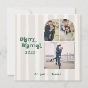 Tarjeta Festiva Merry and Married Marco de Foto Dibujado a Mano Bo