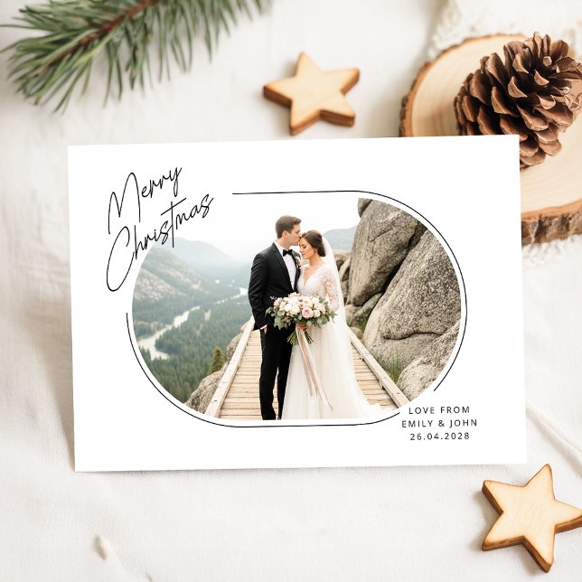 Tarjeta Festiva Merry And Married Newlywed Couple Photo Christmas (Subido por el creador)