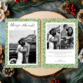 Tarjeta Festiva Merry and Married Newlywed Script Christmas