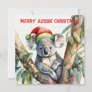 Tarjeta Festiva Merry Aussie Navidades Koala