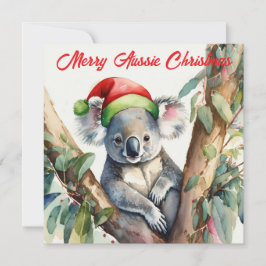 Tarjeta Festiva Merry Aussie Navidades Koala