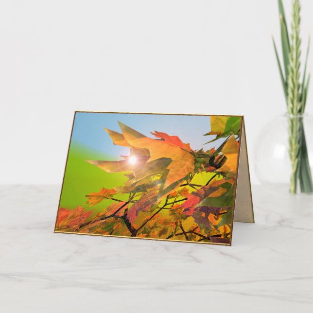 Tarjeta Festiva Merry Autumn Maple Leaves (Anverso)