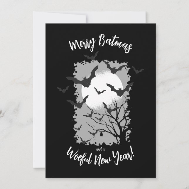 Tarjeta Festiva Merry Batmas Bat Christmas Holiday Card (Anverso)