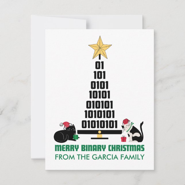 TARJETA FESTIVA MERRY BINARY NAVIDADES (Anverso)