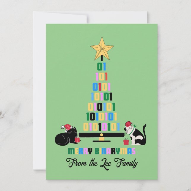 TARJETA FESTIVA MERRY BINARY NAVIDADES (Anverso)
