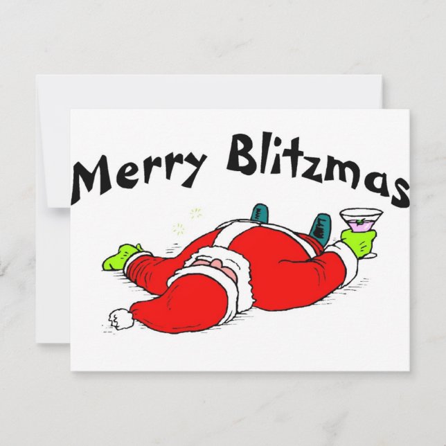 Tarjeta Festiva Merry Blitzmas Santa (Anverso)
