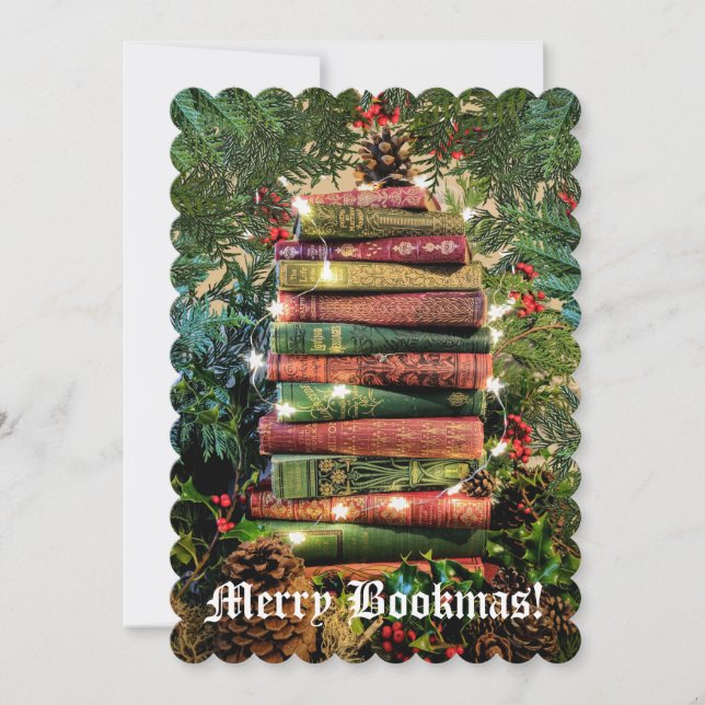 Tarjeta Festiva Merry Bookmas (Anverso)