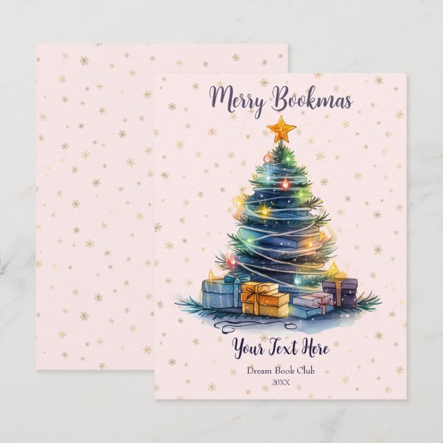 Tarjeta Festiva Merry Bookmas Book Club (Anverso / Reverso)
