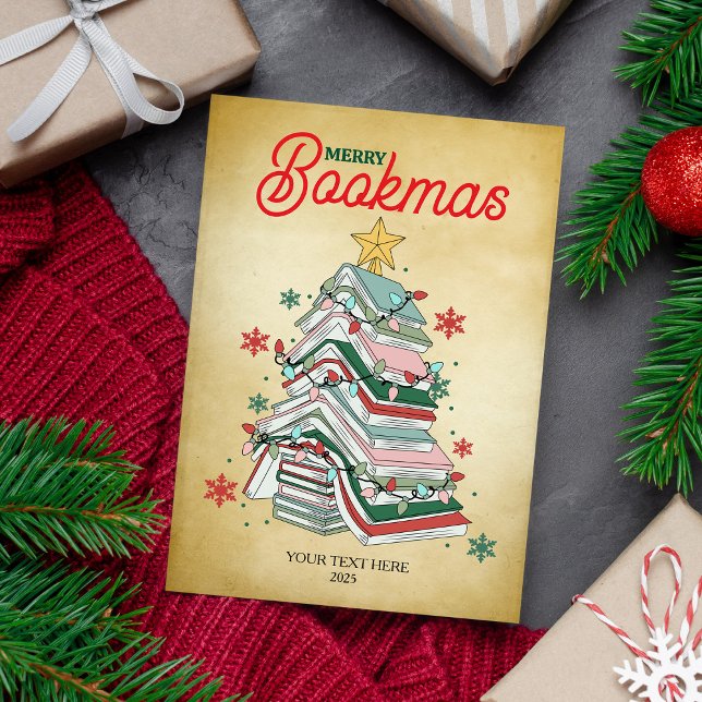 Tarjeta Festiva Merry Bookmas Christmas Book Lovers Gift Bookish (Subido por el creador)