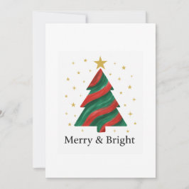 Tarjeta Festiva Merry & Bright Modern Christmas Tree Flat Holiday 