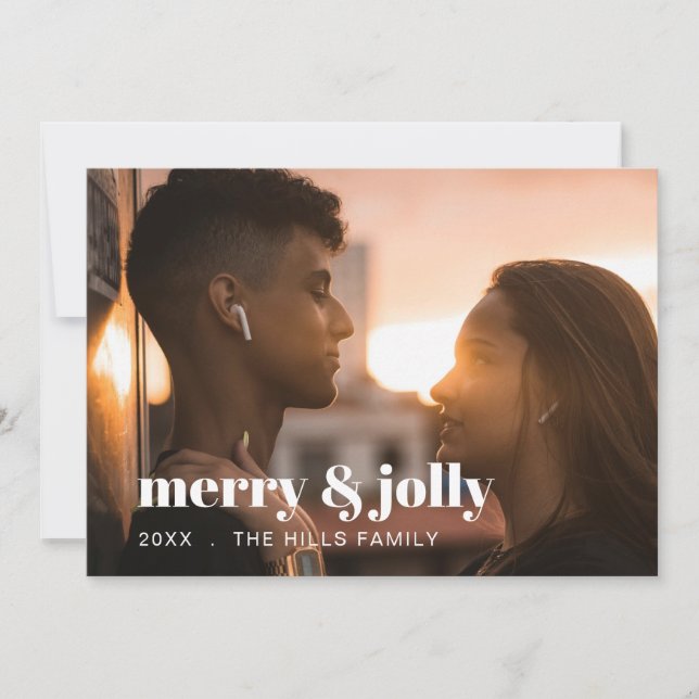 Tarjeta Festiva Merry & Bright Modern Photo Christmas Holiday  (Anverso)