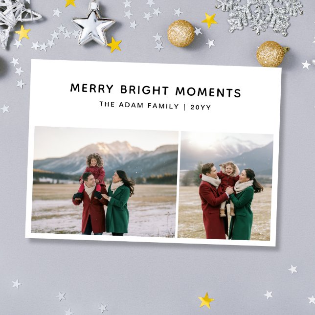 Tarjeta Festiva Merry Bright Moments Modern 2 Photo (Subido por el creador)