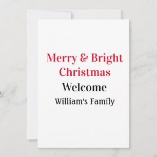 Tarjeta Festiva Merry Bright Navidades agregan nombre de familia a